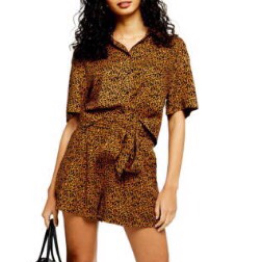 TOPSHOP leopard tie waist shorts size 18